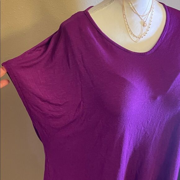Lane Bryant Rich Purple Short Sleeve Top - Picture 3 of 5